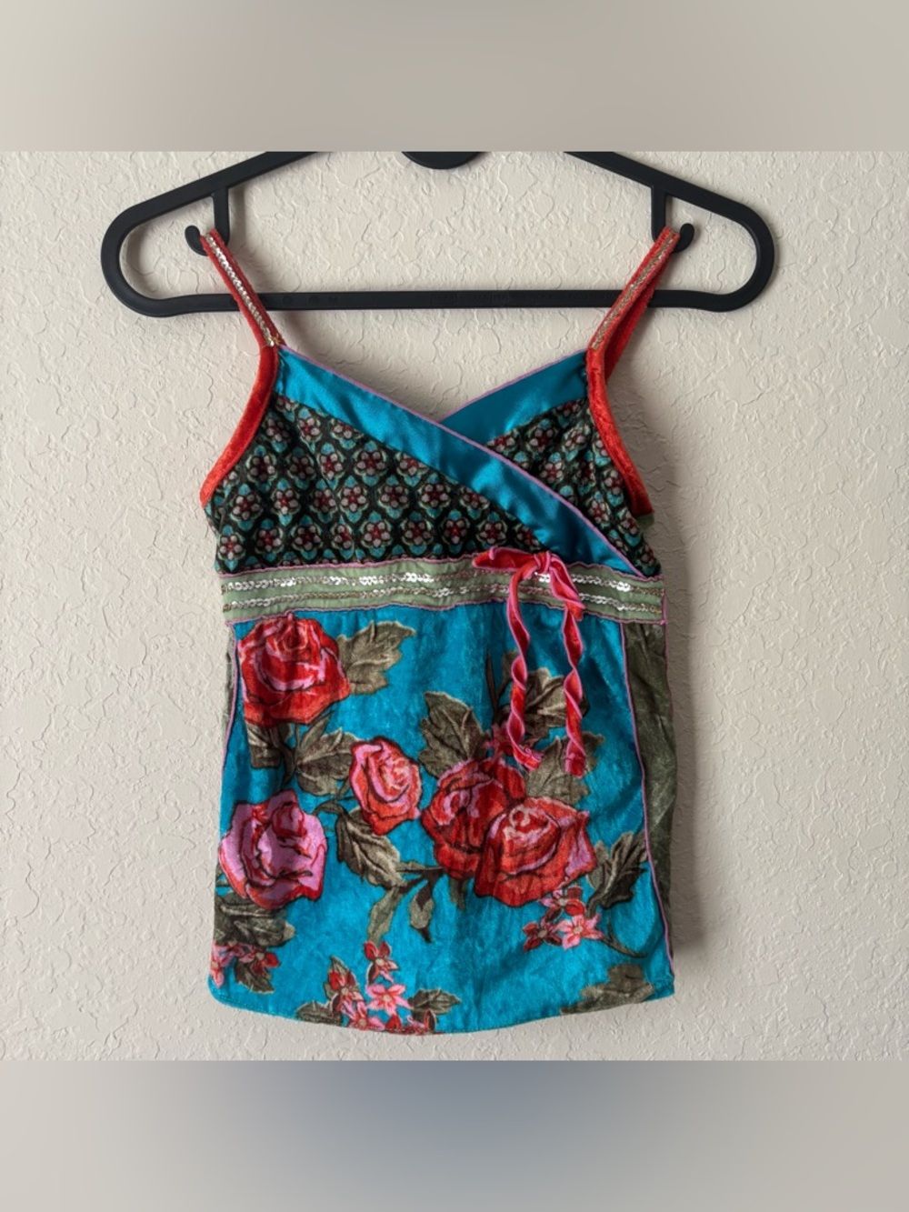 Girl's Y2K Mary-Kate & Ashley Boho Floral Sequin Tank Size Small 6/6X